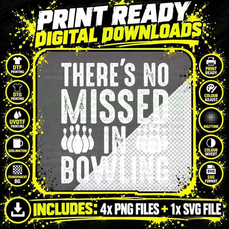 There's No Missed in Bowling T-Shirt Png SVG Digital Bundle