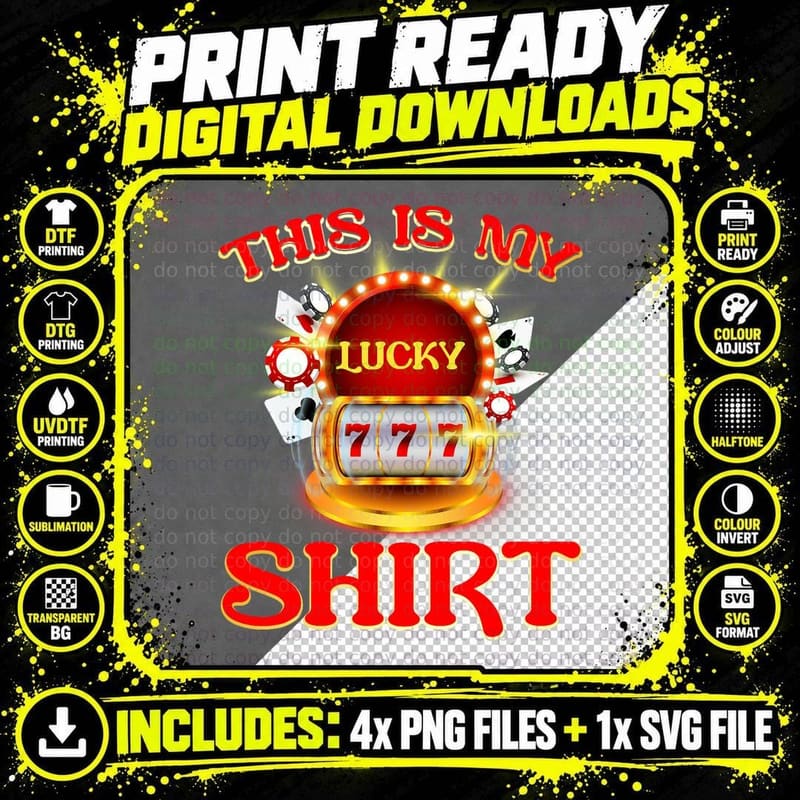This Is My Lucky Gambler Casino Slot Machine Gambling Png SVG Digital Bundle