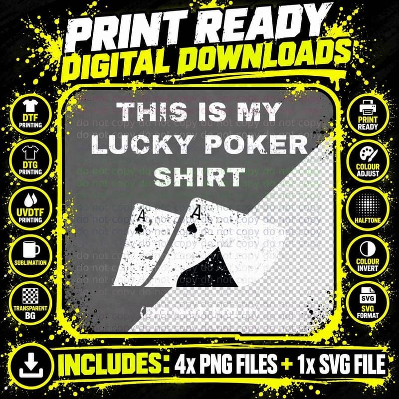 This Is My Lucky Poker Shirt Do Not Wash Gambling T-Shirt Png SVG Digital Bundle