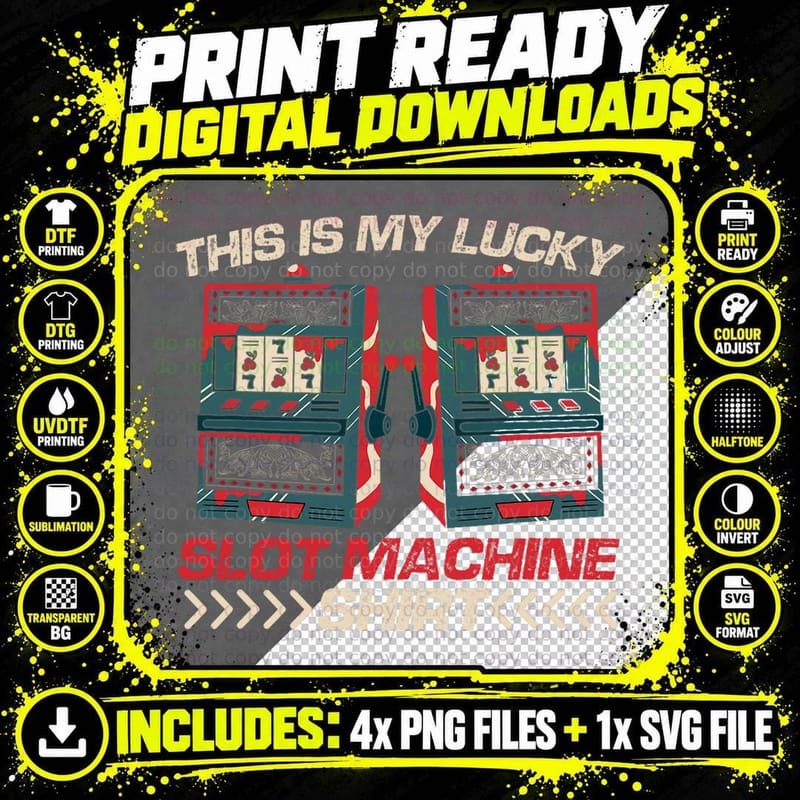 This Is My Lucky Slot Machine Shirt Casino Gambler Png SVG Digital Bundle