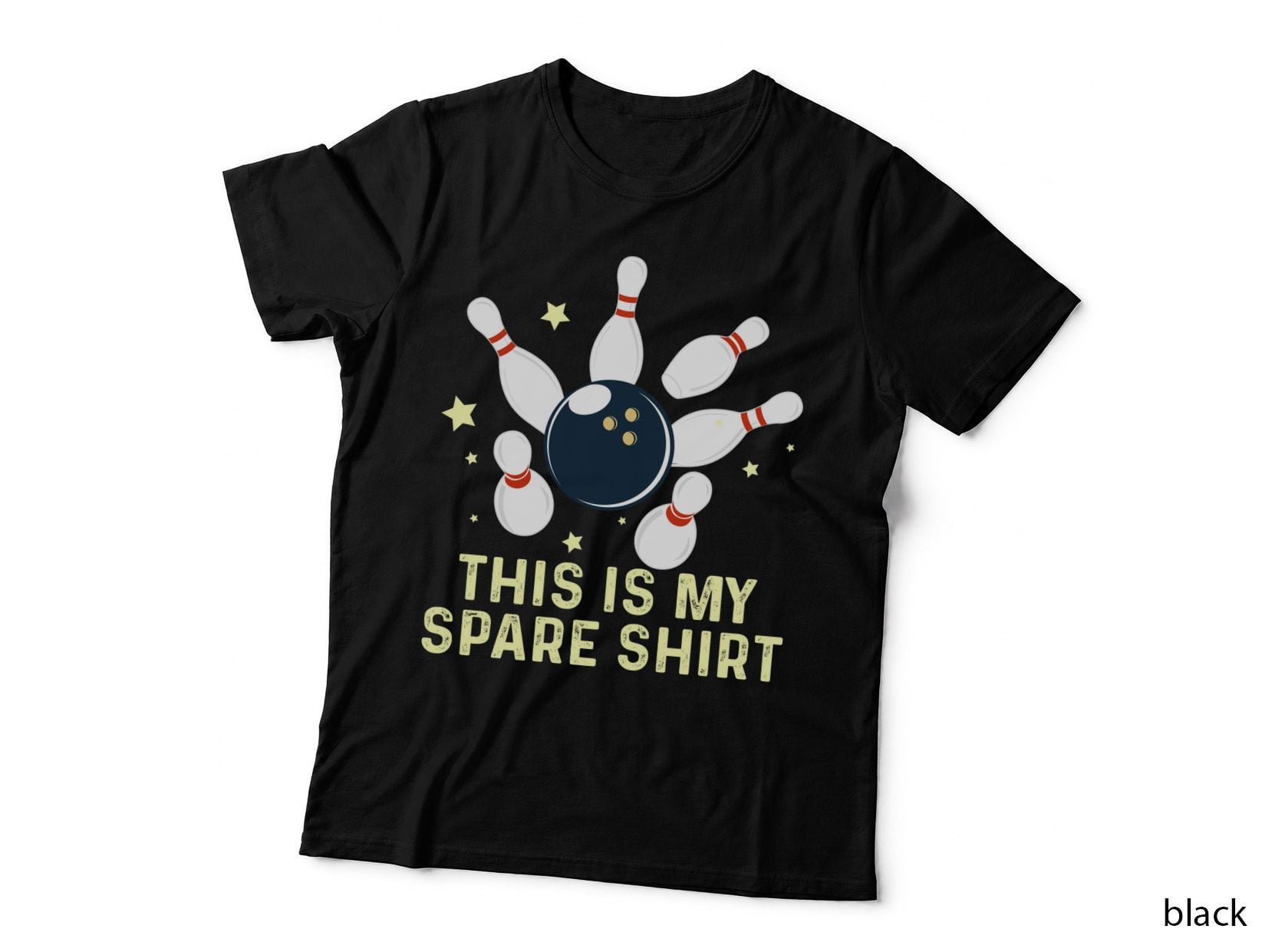 This Is My Spare Shirt Bowling T-Shirt, Bowling Ball Striking Pins Graphic Tee