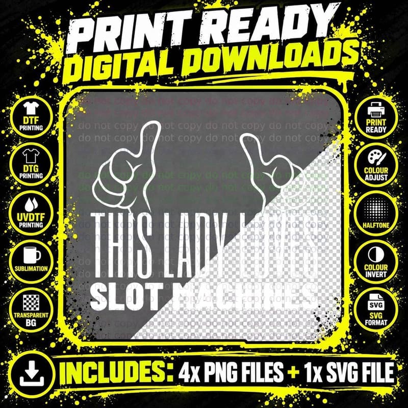This Lady Loves Slot Machines Gambling Casino T-Shirt Png SVG Digital Bundle