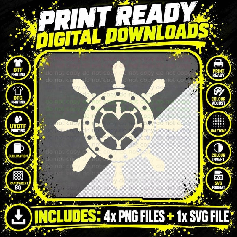 Water Boating, Sea, Holiday, Steering Wheel, Boat Png SVG Digital Bundle