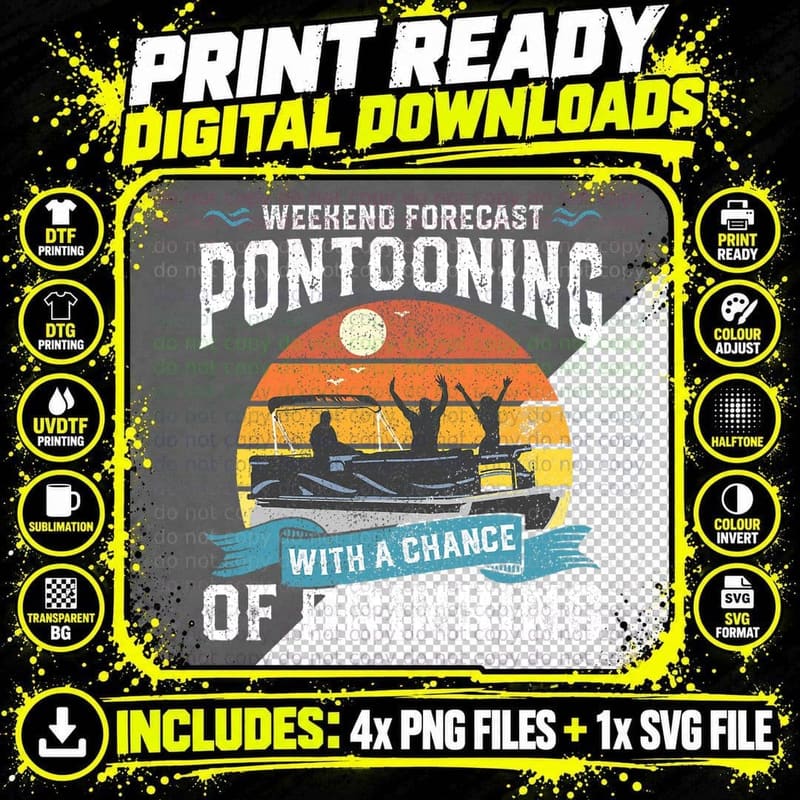 Weekend Forecast Pontooning Drinking Pontoon Boating Png SVG Digital Bundle