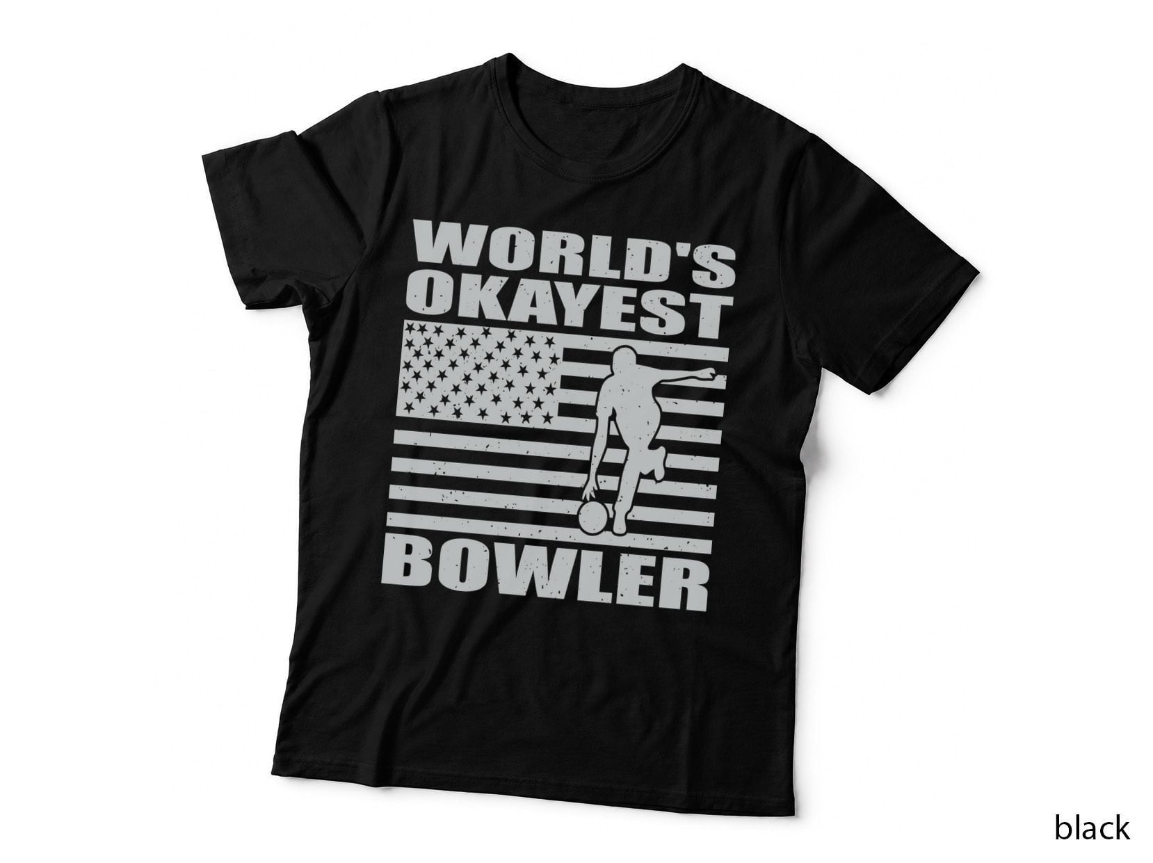 World's Okayest Bowler Bowling T-Shirt, American Bowling Silhouette Graphic Tee