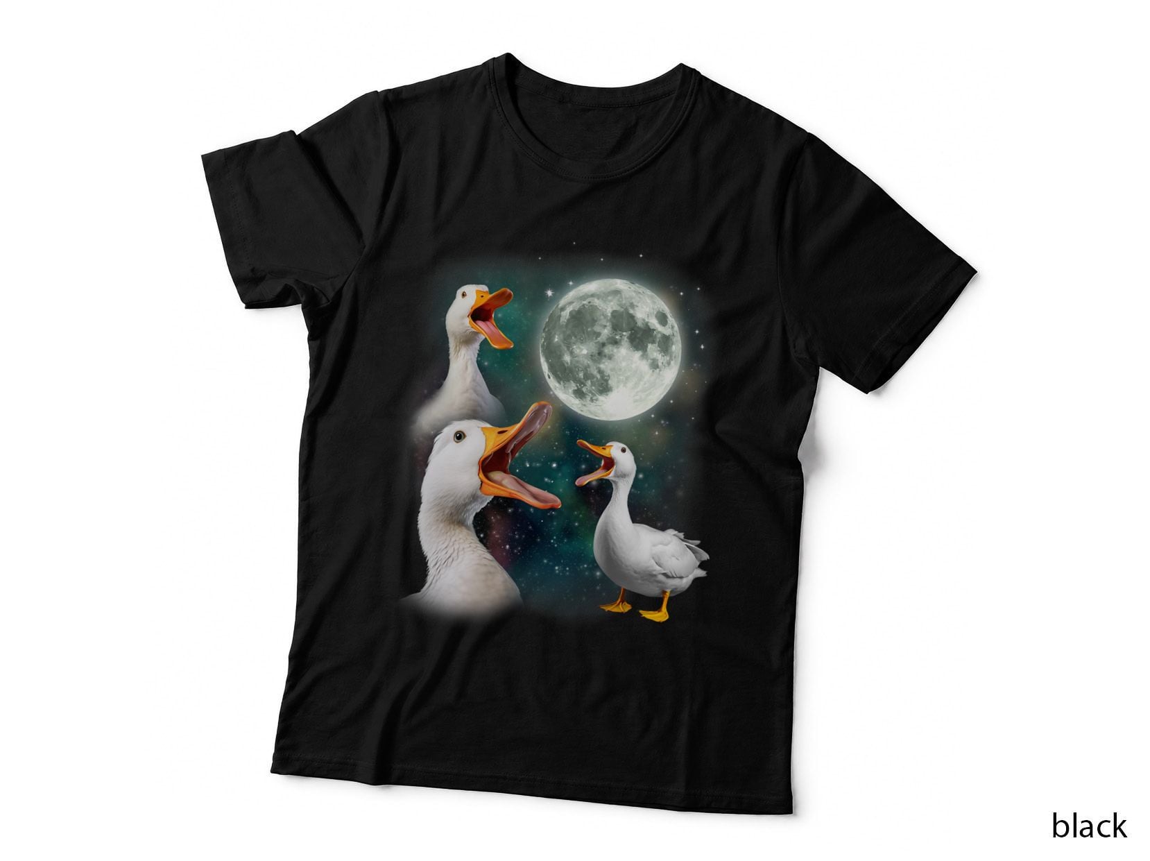 3 Ducks Howl at Moon Funny Weird Cursed Pekin Duck Lover T-Shirt