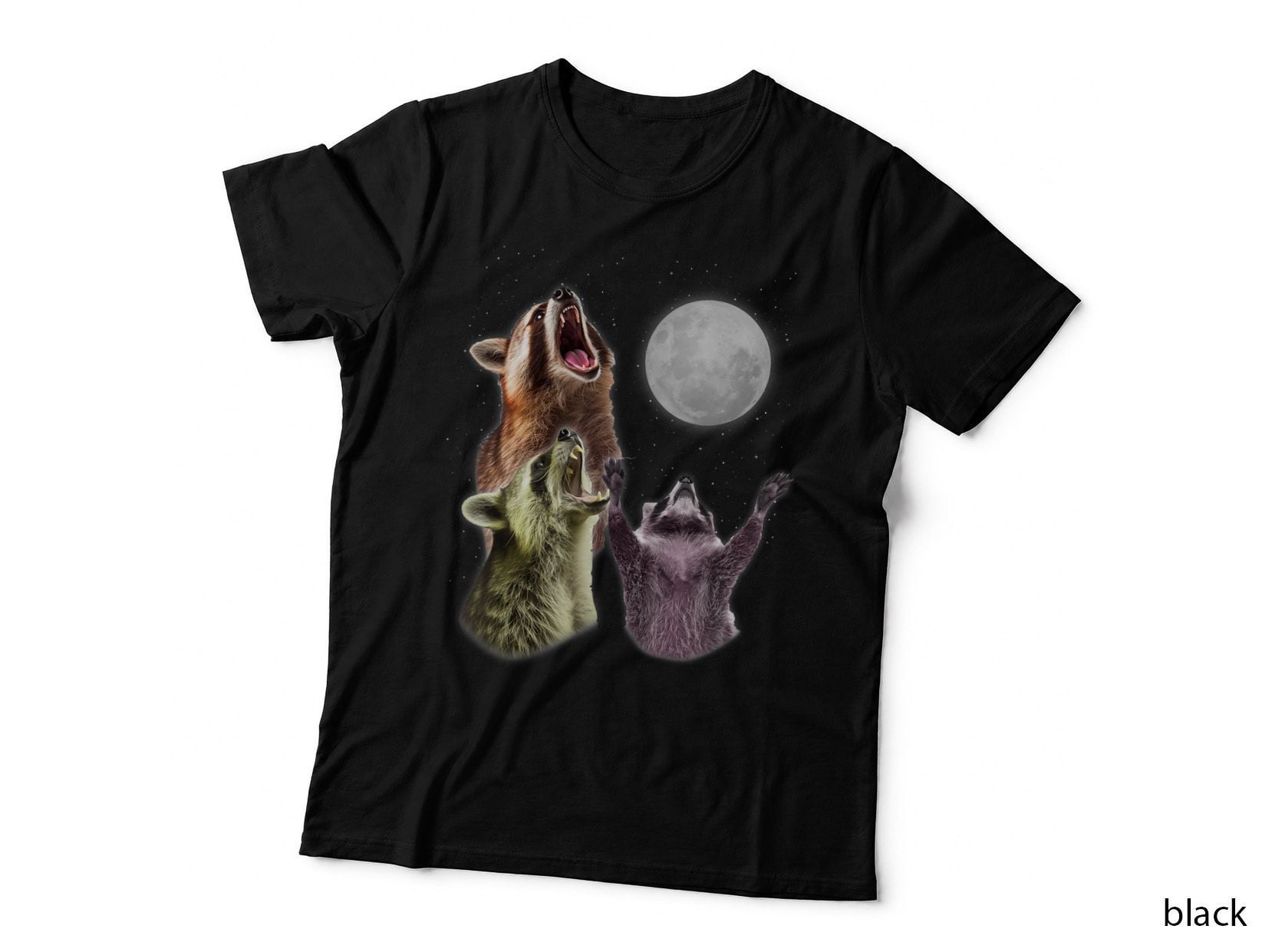 3 Raccoon Moon Howling Funny Racoon Animal Lover Zoologist T-Shirt