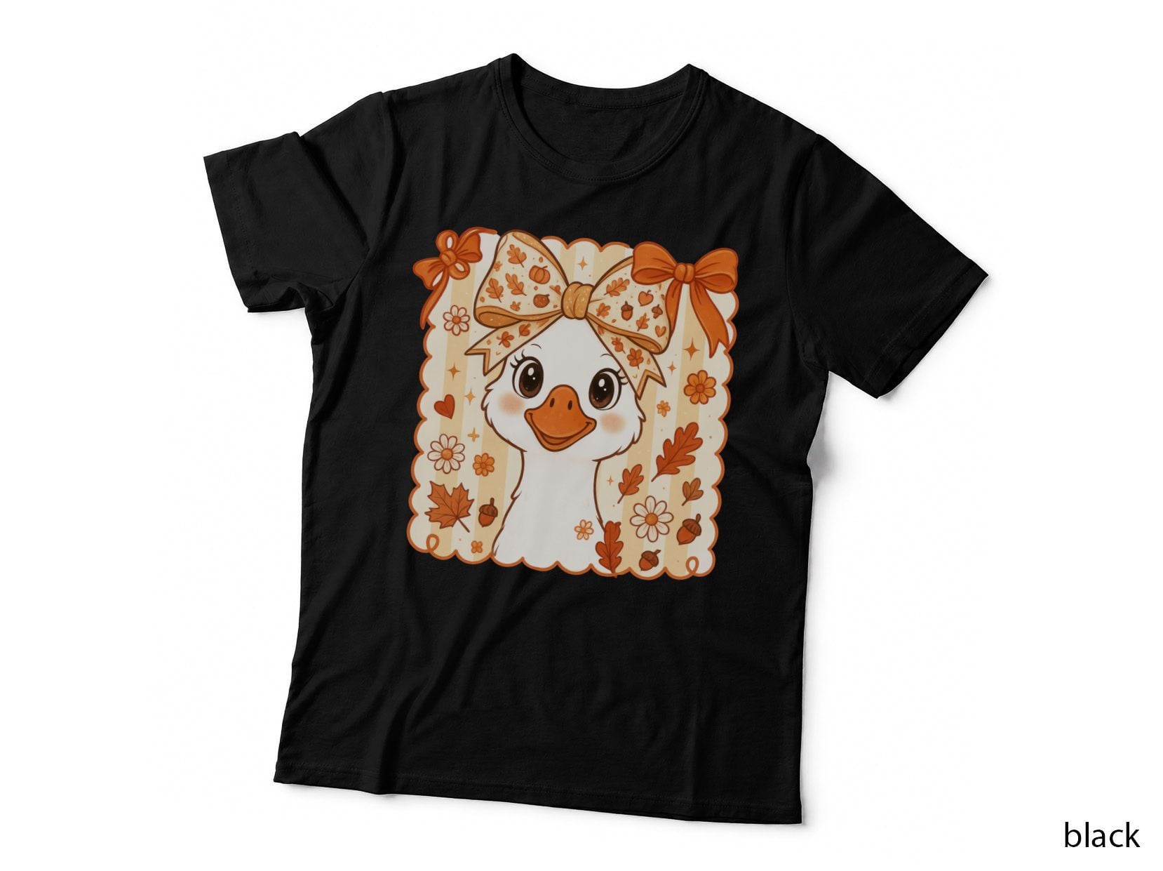 Adorable Duck with Autumn Bow Funny Goose T-Shirt, Funny Goose Graphic Tee