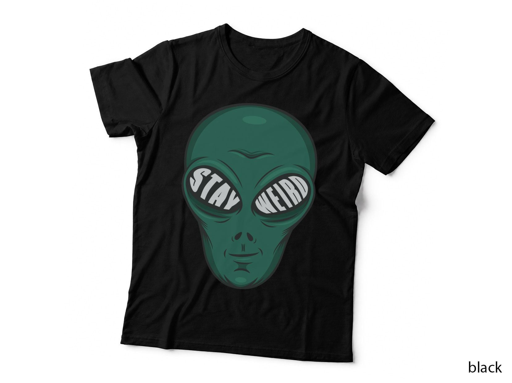 Alien Weird Stay Head Green Sci-Fi Dark Humor T-Shirt