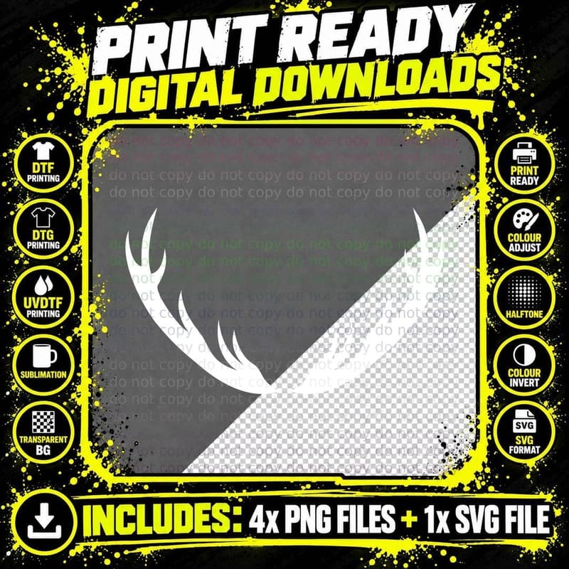 Antlers Silhouette Graphic T-Shirt, Trendy Graphic Tee Png SVG Digital Bundle