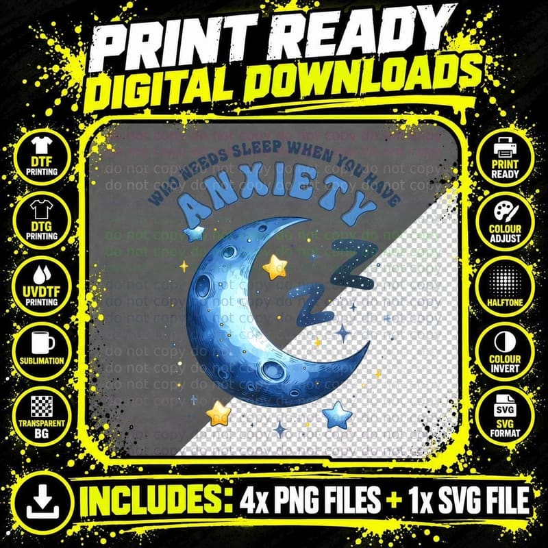 Anxiety on off Mode T-Shirt, Funny Sarcastic Tee Png SVG Digital Bundle