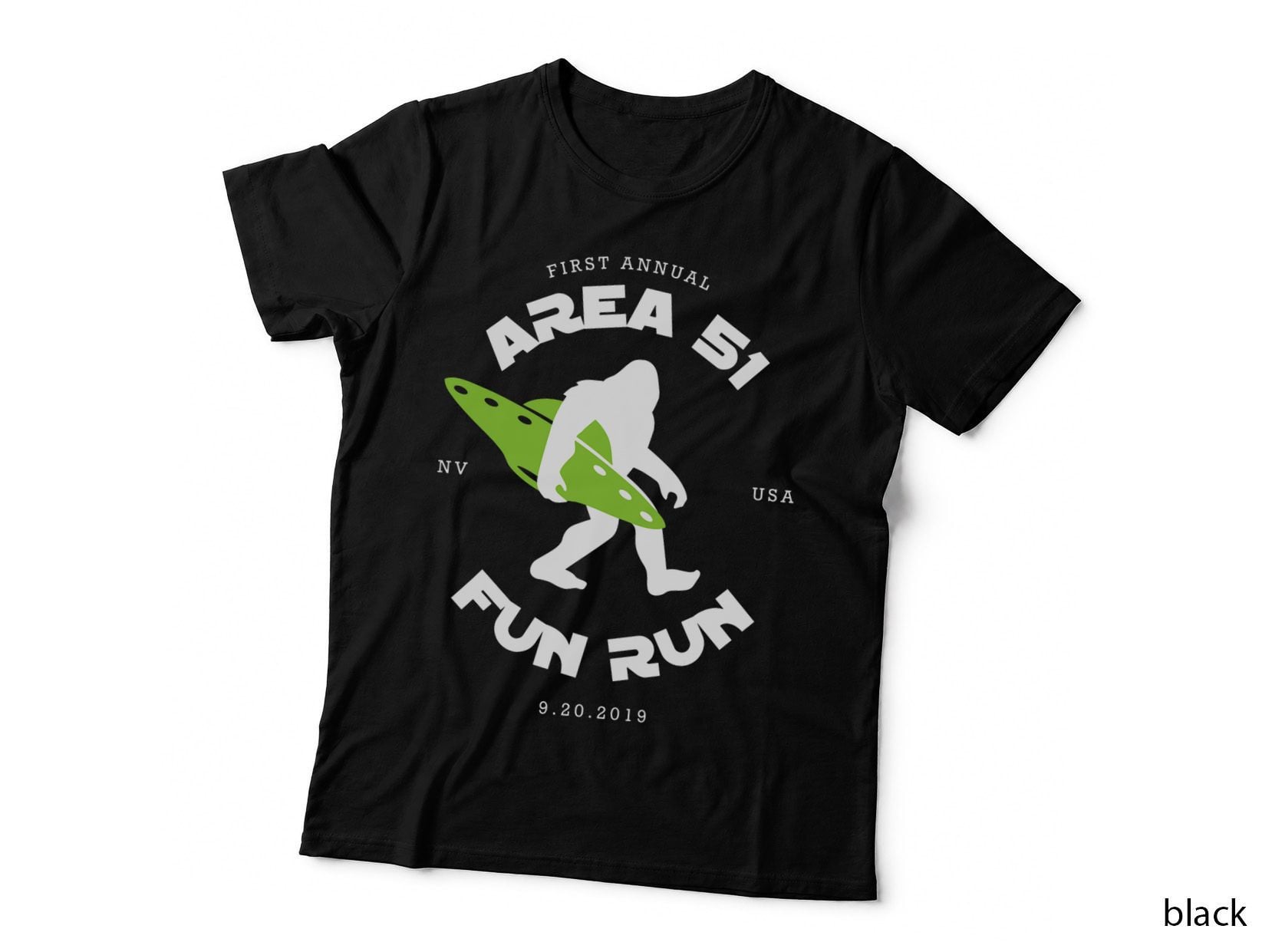 Area 51 Fun Run Bigfoot UFO Funny Alien Event Gear, Conspiracy Gear T-Shirt