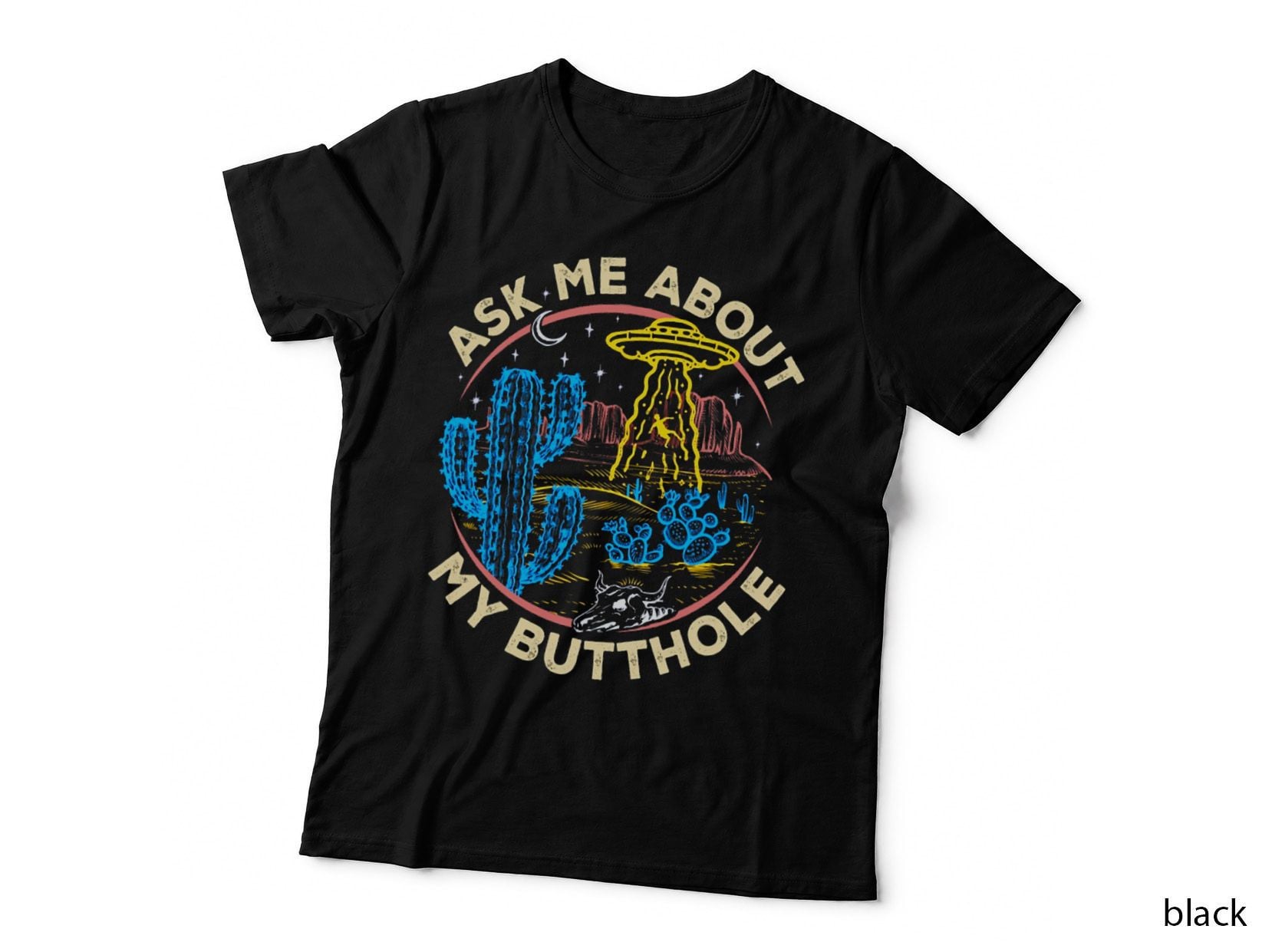 Ask Me About My Butthole Funny UFO Alien Abduction Vintage T-Shirt