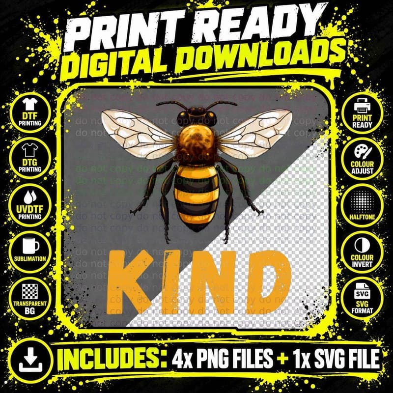 Bee Kind - Be Kind- T-Shirt Funny Bee Kind Png SVG Digital Bundle