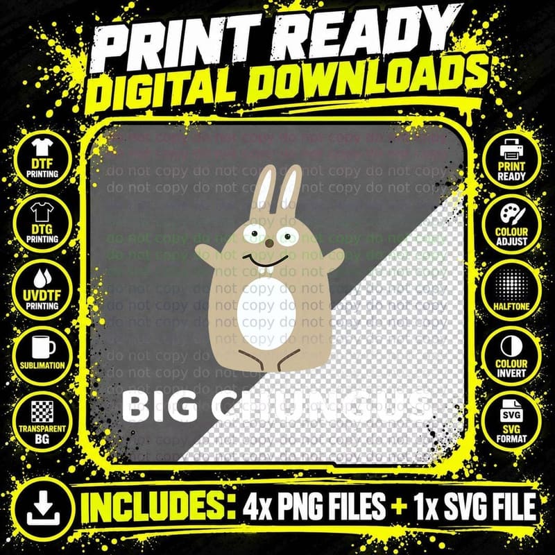 Big Chungus Meme Funny Rabbit Meme Sayings Quote Fun Png SVG Digital Bundle