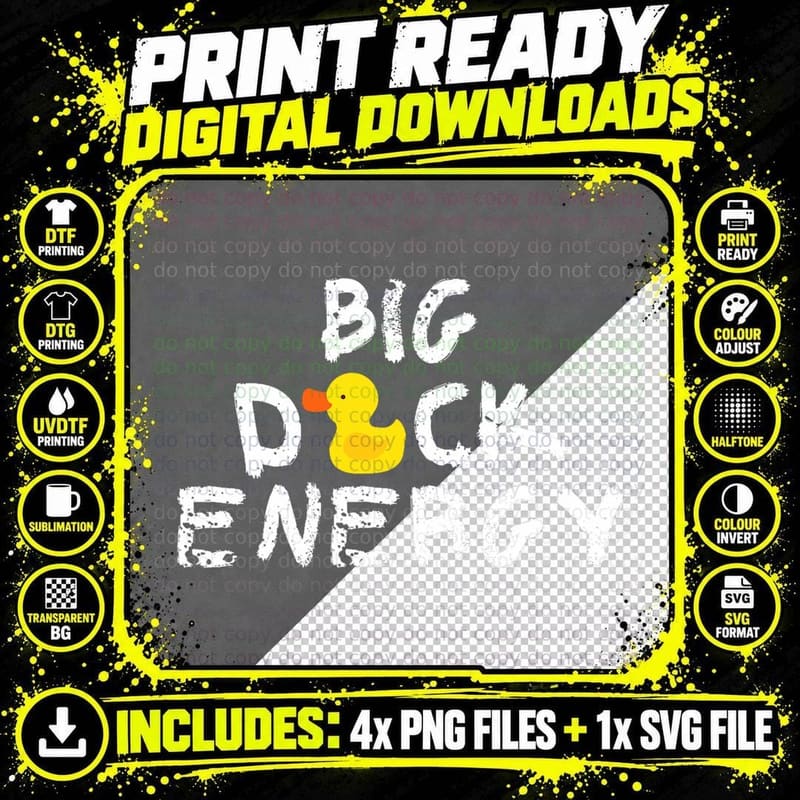 Big Duck Energy Yellow Rubber Duck Funny Meme Png SVG Digital Bundle