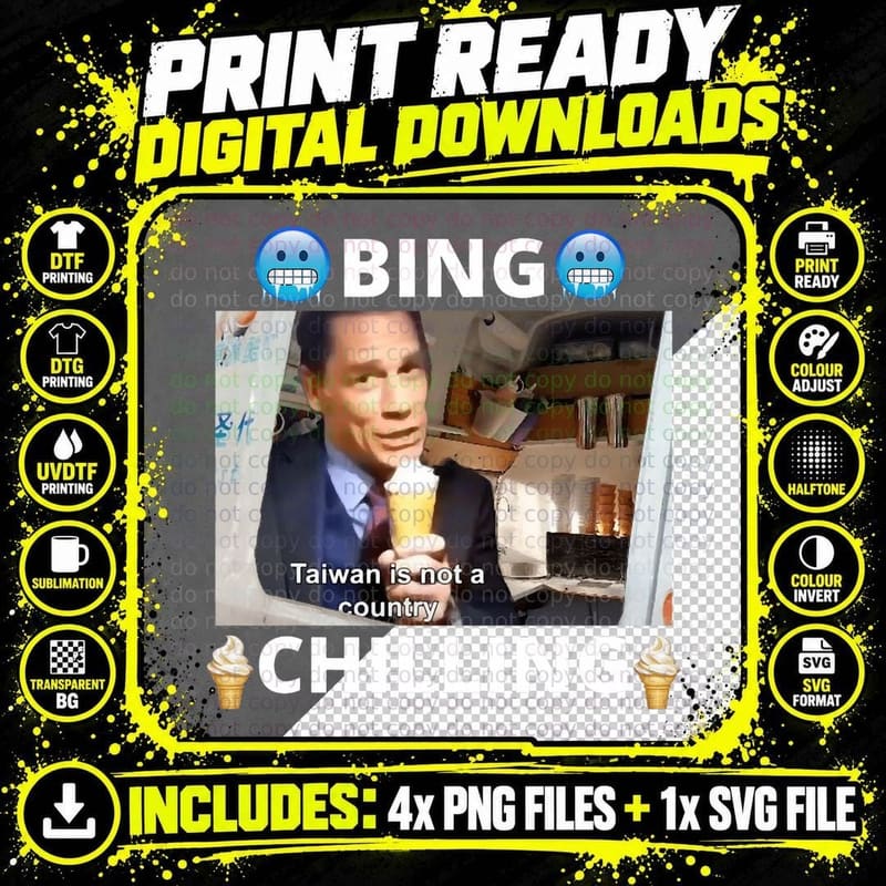 Bing Shi Ling Bing Chilling John Xina Ice Cream Chinese Png SVG Digital Bundle