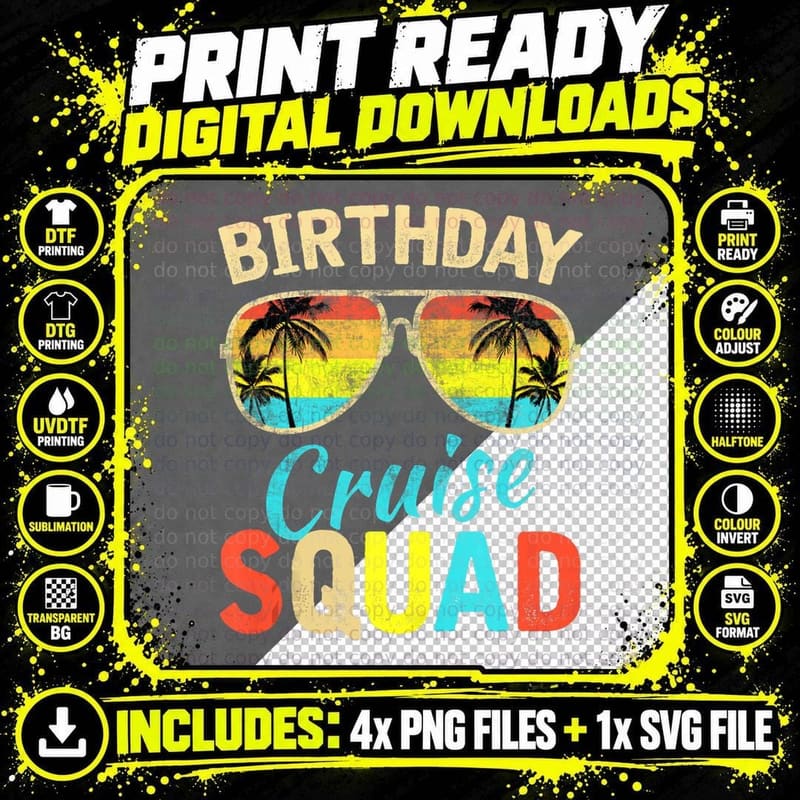 Birthday Cruise Squad Cruising Vacation Funny Birthday Png SVG Digital Bundle