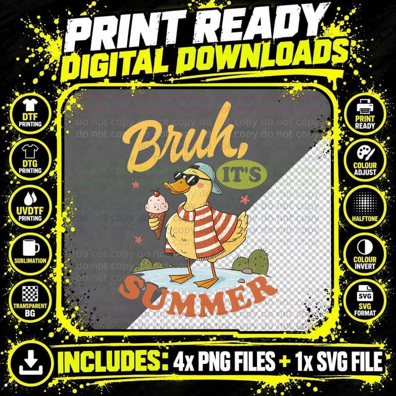 Bruh It's Summer Funny Goose T-Shirt Png SVG Digital Bundle