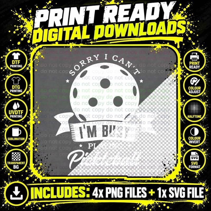 Busy Playing Pickleball Player Funny Png SVG Digital Bundle