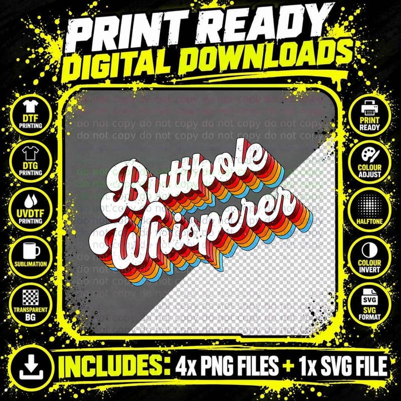 Butthole Whisperer Sarcastic Jokes Retro Png SVG Digital Bundle