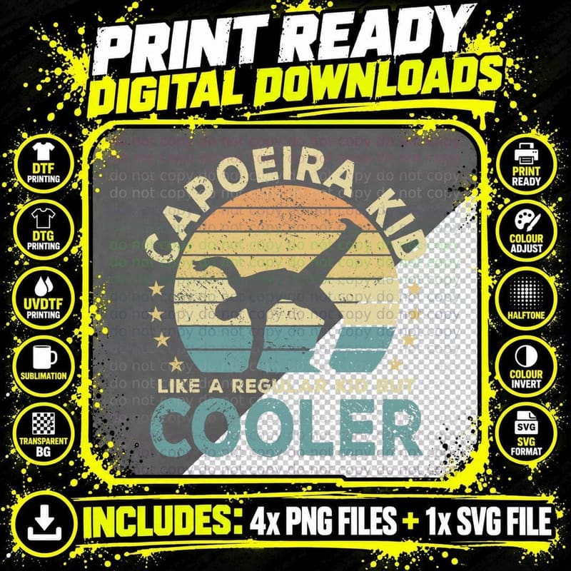 Capoeira Kid Brazilian Martial Art Funny Png SVG Digital Bundle
