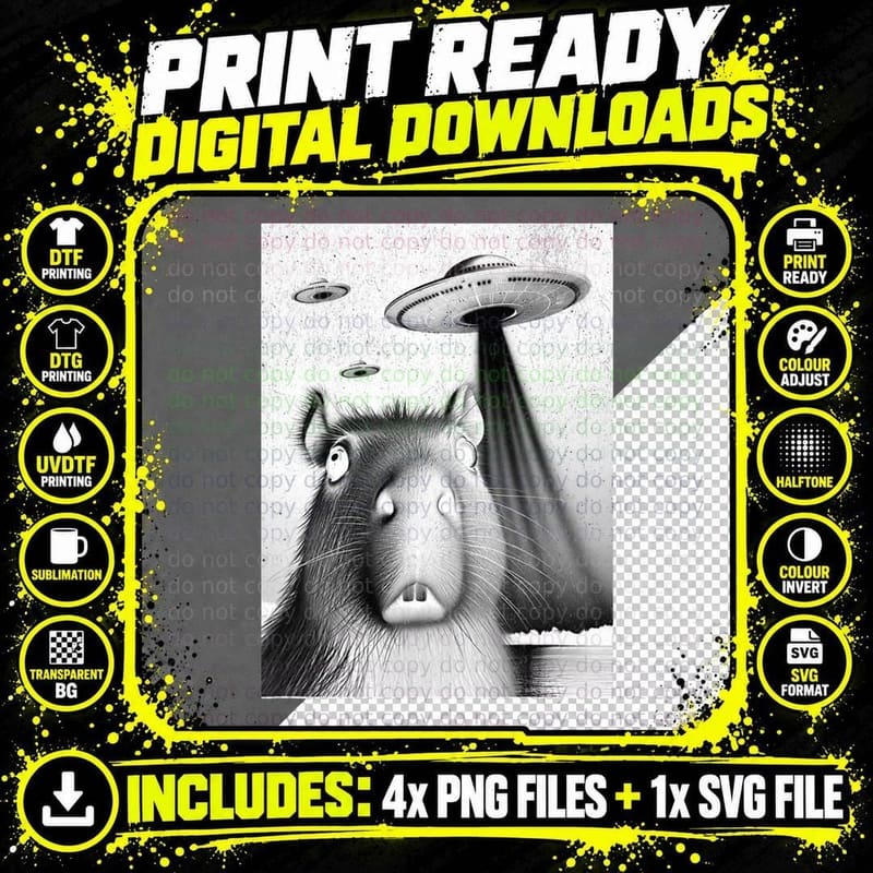 Capybara UFO Funny Invasion Meme Alien Capybara UFO Png SVG Digital Bundle
