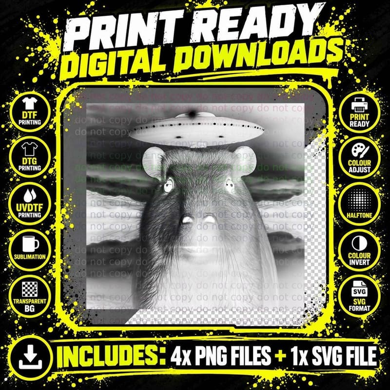 Capybara UFO Selfie Funny Meme Alien, Cute Animal Png SVG Digital Bundle