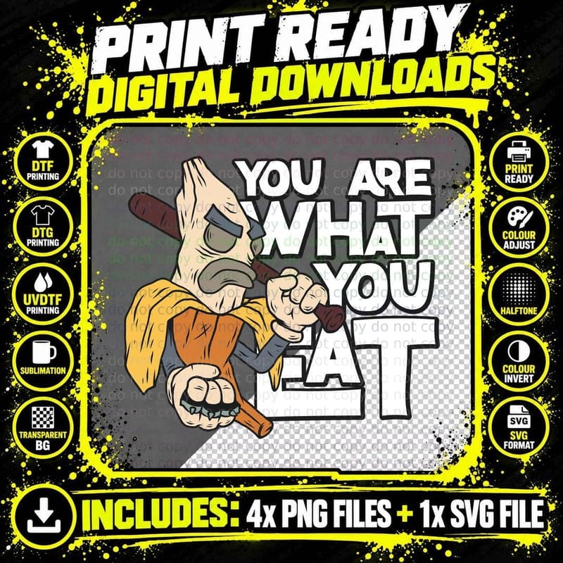 Character Bat You Are What Eat Comic Humour T-Shirt Png SVG Digital Bundle