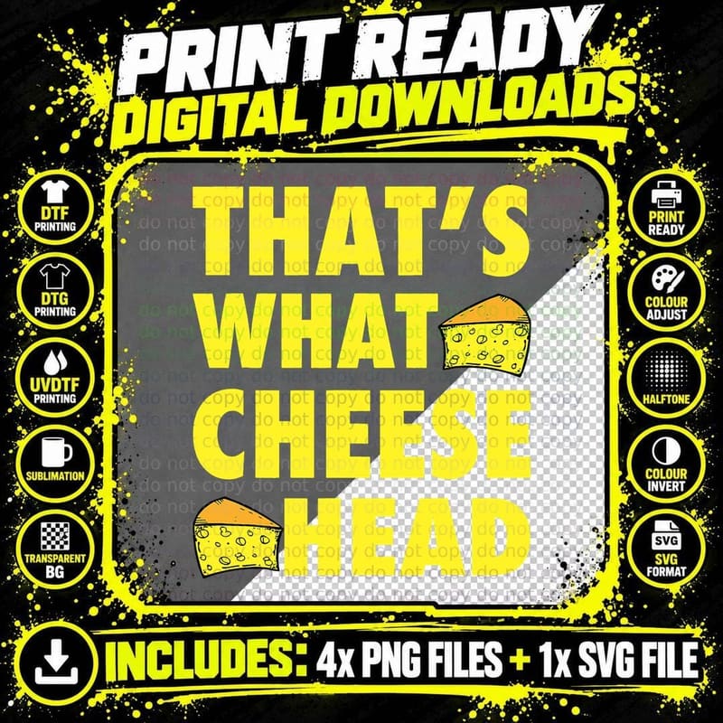 Cheese Head T-Shirt, Funny Quote Design, Sarcasm Humor Png SVG Digital Bundle