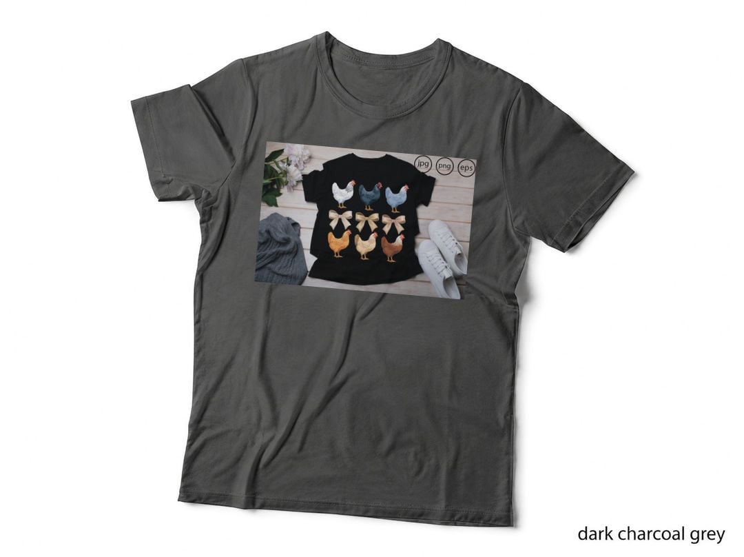 Chickens & Bows on Black Tee Sarcastic Animal T-Shirt