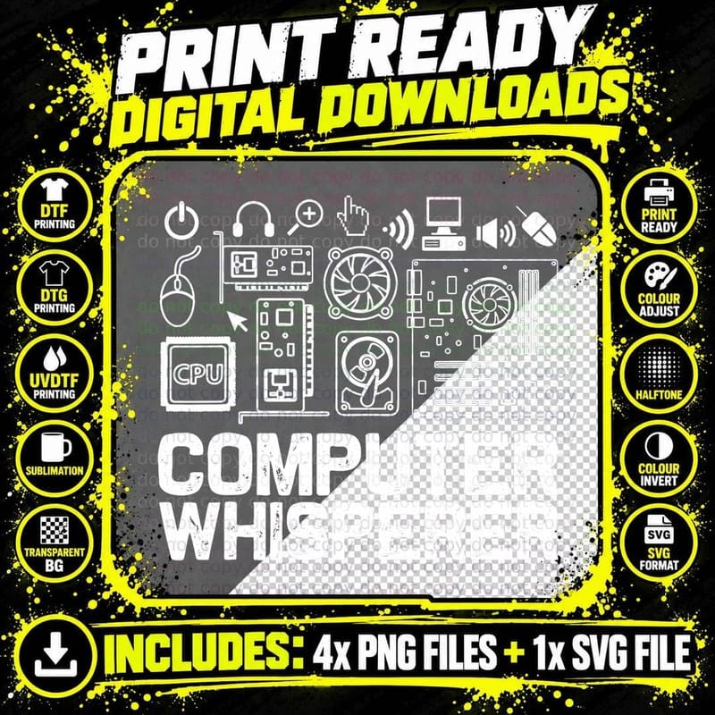 Computer Whisperer Shirt It Tech Support Nerds Geek Png SVG Digital Bundle