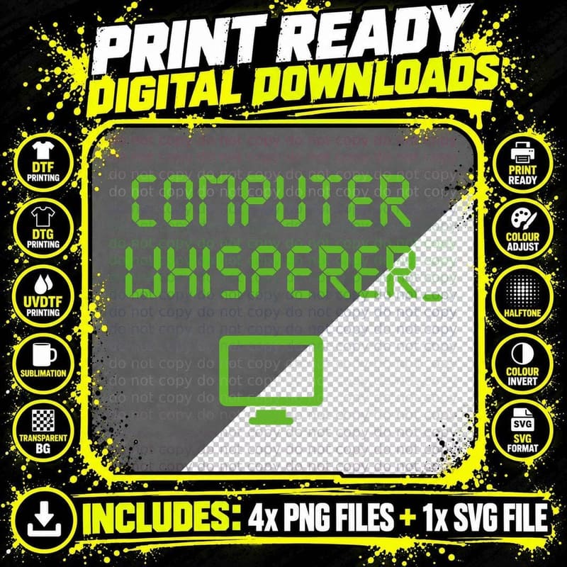 Computer Whisperer Shirt Tech Support Nerds Geeks Funny Png SVG Digital Bundle