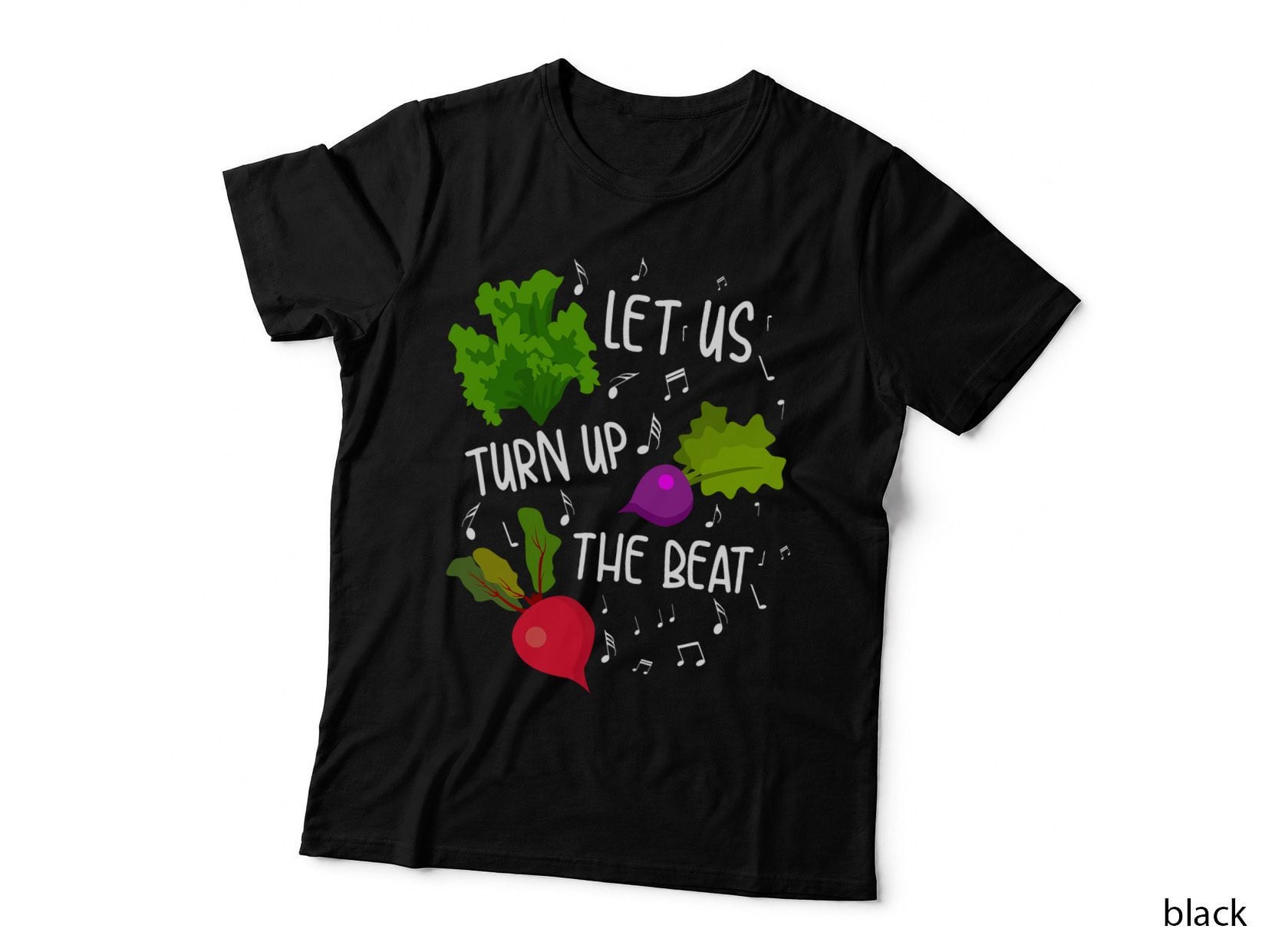 Cool Let Us Turn up the Beat Funny Vegetarian Music Gift T-Shirt