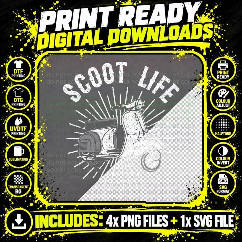 Cool Scooter Gift for Men Women Funny Scoot Life Motor Png SVG Digital Bundle