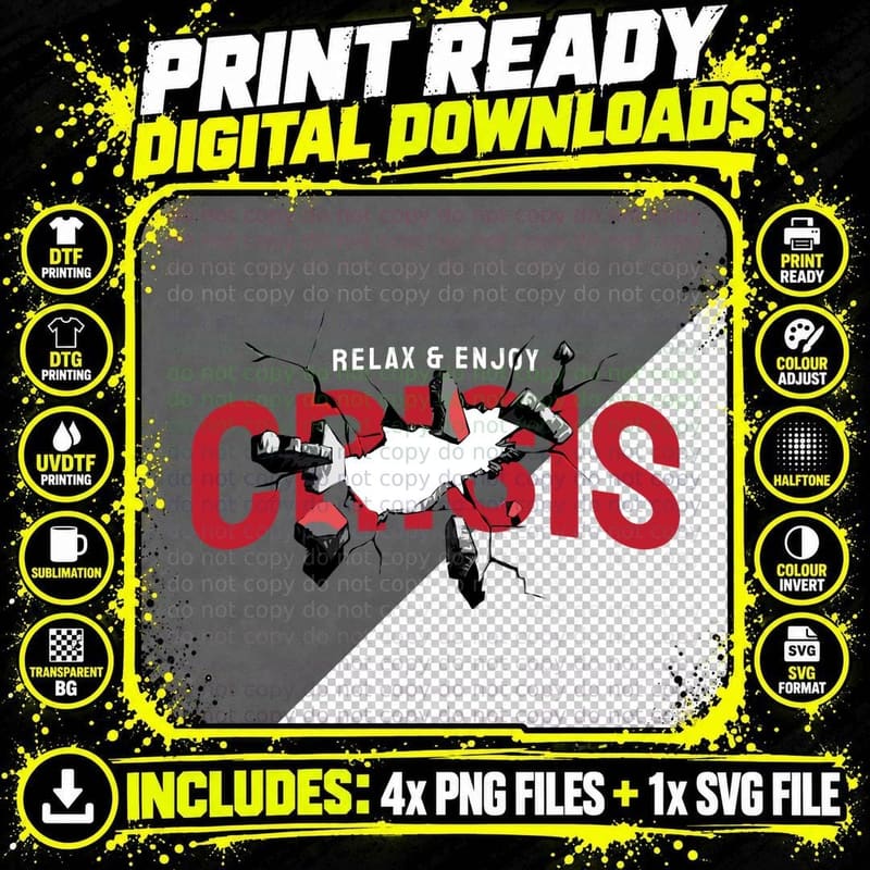 Crisis Breaking Through Relax and Enjoy Woman Crashing Png SVG Digital Bundle