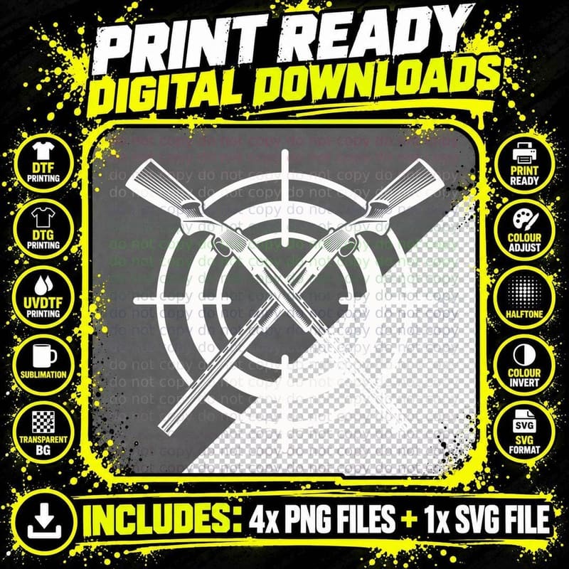 Crossed Rifles on Target T-Shirt, Trendy Graphic Tee Png SVG Digital Bundle