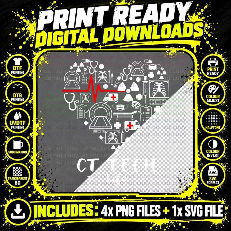 Ct Tech Life Heart Funny Technologist, for Tech Lovers Png SVG Digital Bundle