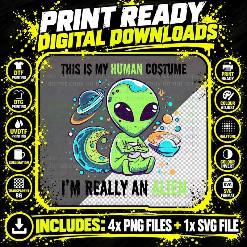 Cute Funny This Is My Human Costume Png SVG Digital Bundle