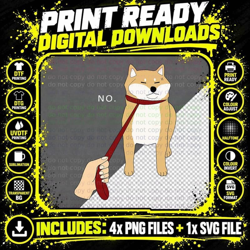 Cute Shiba Inu Shirt Nope - Doge Meme T-Shirt B, Funny Png SVG Digital Bundle