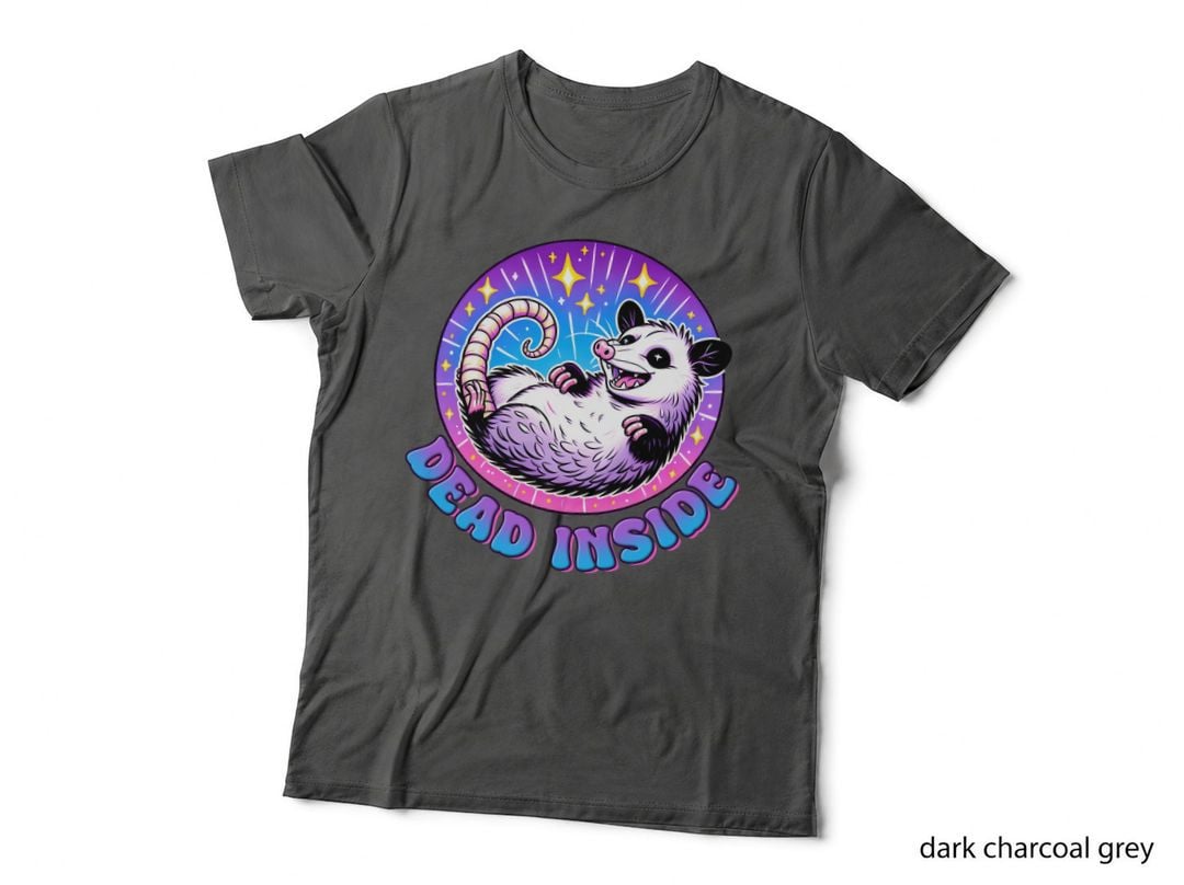 Dead Inside Sarcastic Animal T-Shirt, Possum in Vibrant Cosmic Circle Graphic