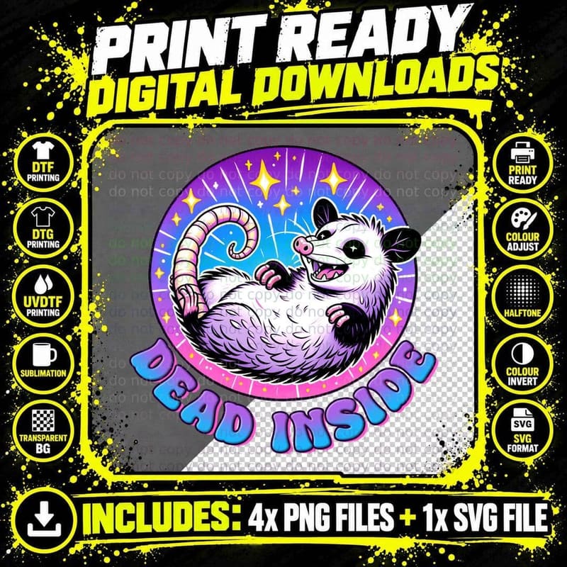 Dead Inside Sarcastic Animal T-Shirt Png SVG Digital Bundle