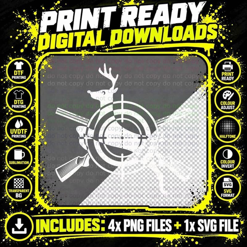 Deer Hunting Target Silhouette T-Shirt Png SVG Digital Bundle