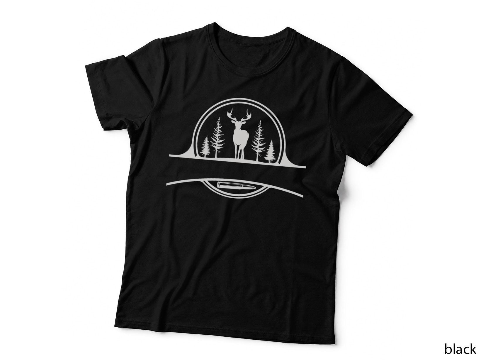 Deer in Forest with Bullet T-Shirt, Trendy Graphic Tee, Funny Saying Shirt
