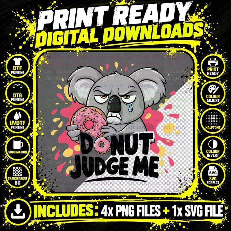 Donut Judge Me Sarcastic Animal T-Shirt Png SVG Digital Bundle