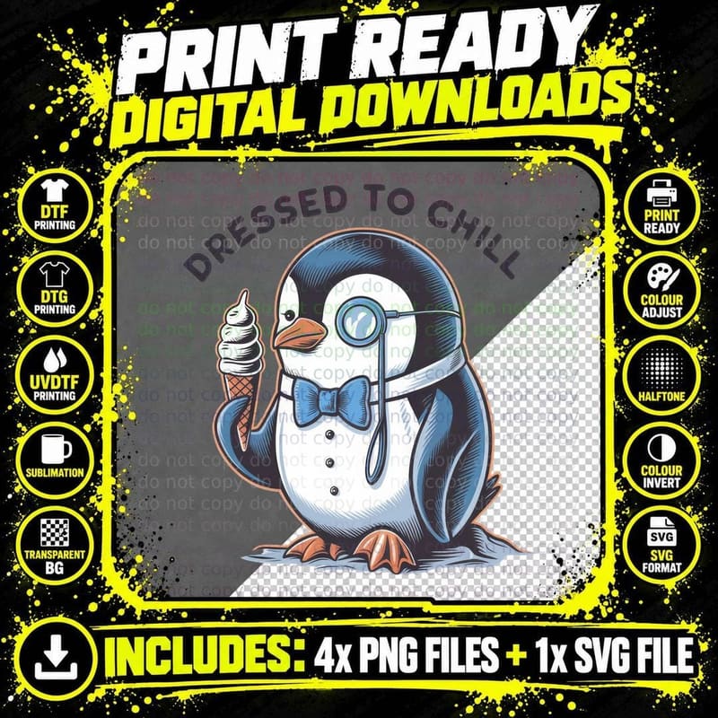 Dressed to Chill Sarcastic Animal T-Shirt Png SVG Digital Bundle