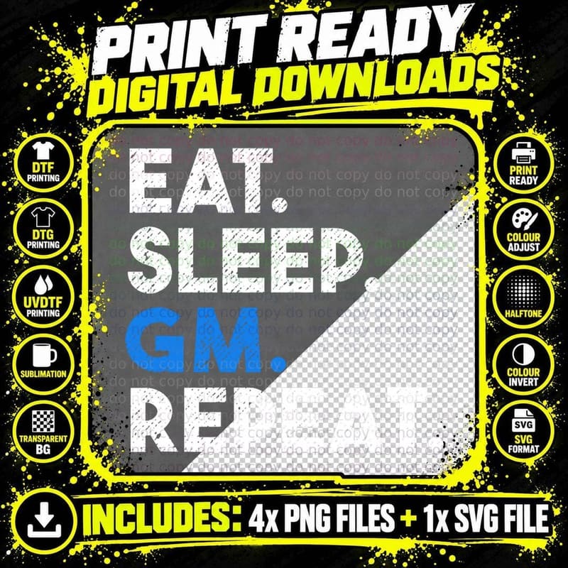 Eat Sleep Gm Repeat Meme Nfts Saying T-Shirt Png SVG Digital Bundle