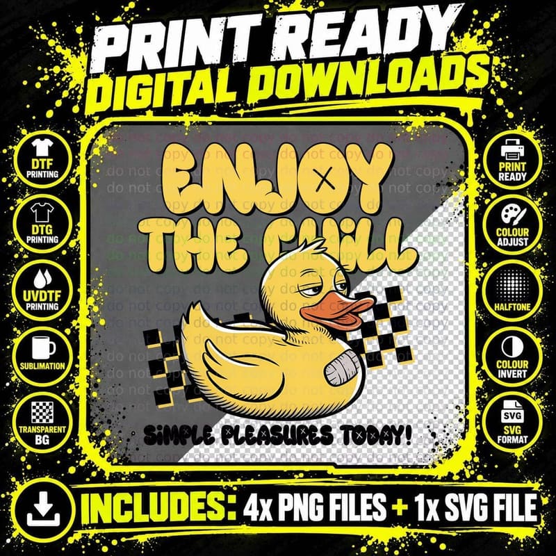 Enjoy the Chill Simple Pleasures Today! Sarcastic Animal Png SVG Digital Bundle