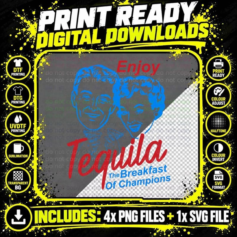 Enjoys Tequila Breakfasts of Champions Png SVG Digital Bundle