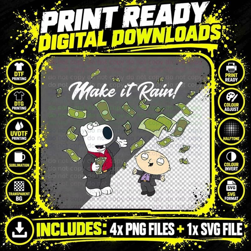 Family Guy Make It Rain, Peter Griffin, Adult Humor Png SVG Digital Bundle